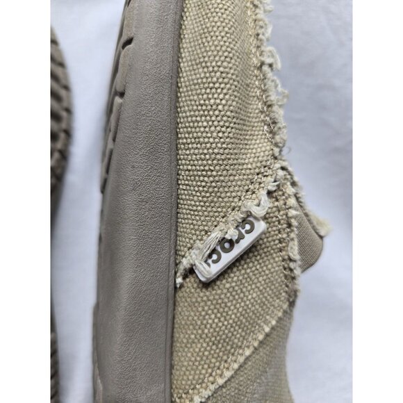 Crocs Santa Cruz Canvas Slip-On Shoes Loafers Men's 10 Tan Khaki Distressed Vibe - Picture 12 of 16
